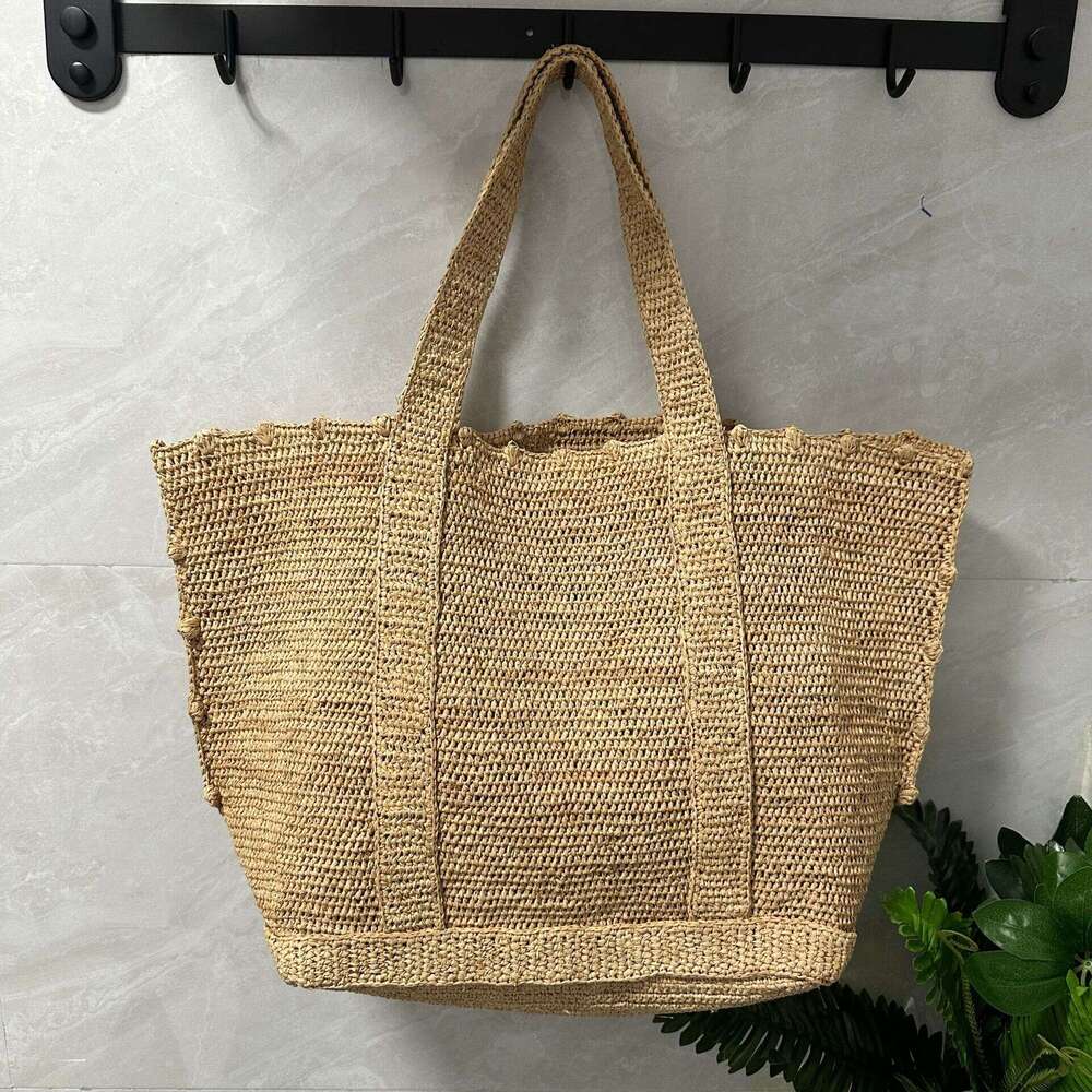 Totebag Shoulder ROSE NOIRE Spring And Summer French Fashion Simple Raffia Woven Tote Large Capacity Handbag Women S Vacation Travel Bag