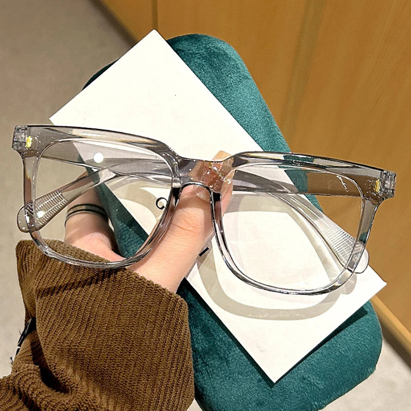 Transparent Glasses Square for Students with Myopia Male Female Flat Light Large Round Face Anti Blue Frame 260317