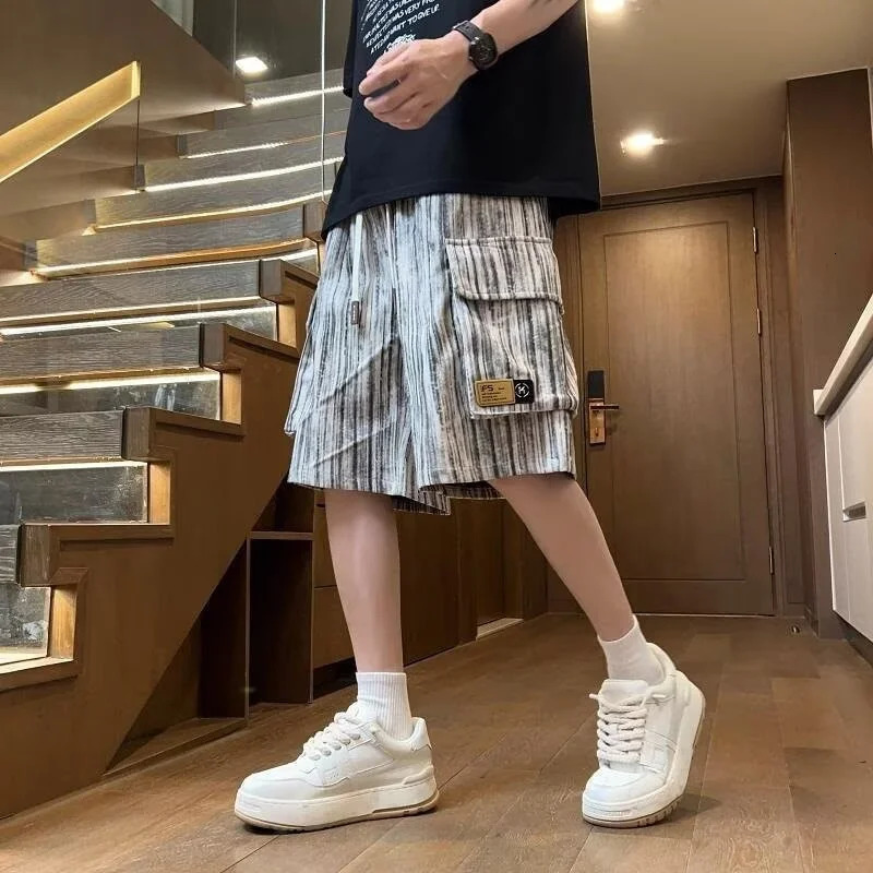 2026 Summer Hip Hop Fashion Bermuda Shorts For Men Appliques Tie-dye Cargo Short Pants Sports Beach Baggy Y2K Shorts 260327