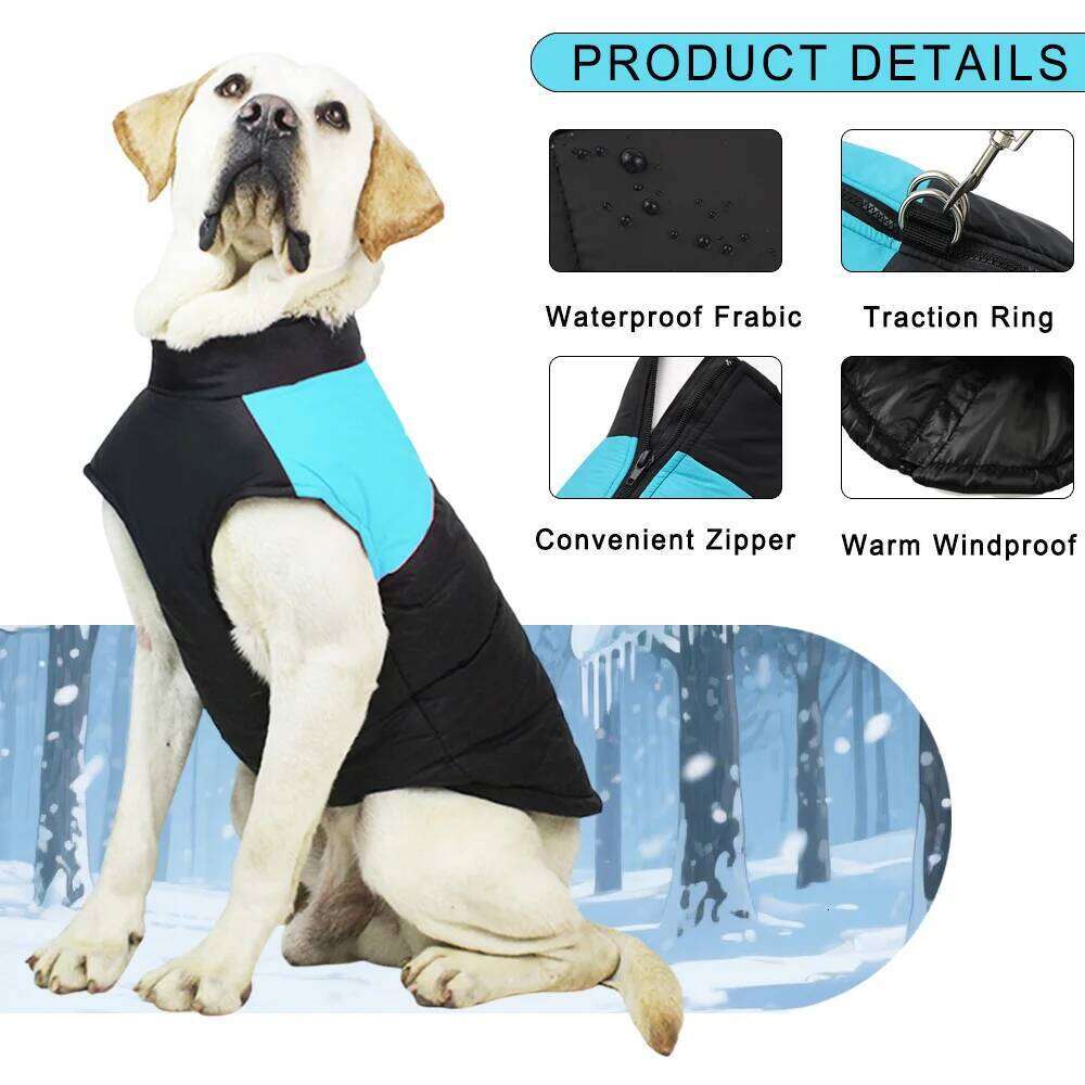Winter Warm Fleece Dog For Small Large Dogs Cats Waterproof Pet Vest Jacket with D-ring Labrador French Bulldog Clothing