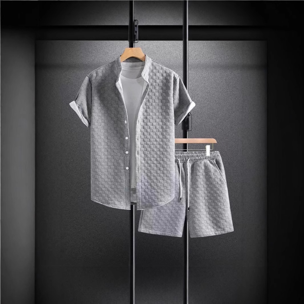 Luxury Brand Designer Clothes New Cross-Border Foreign Trade Men's European And American Summer Jacquard Black And White Solid Color Short-Sleeve