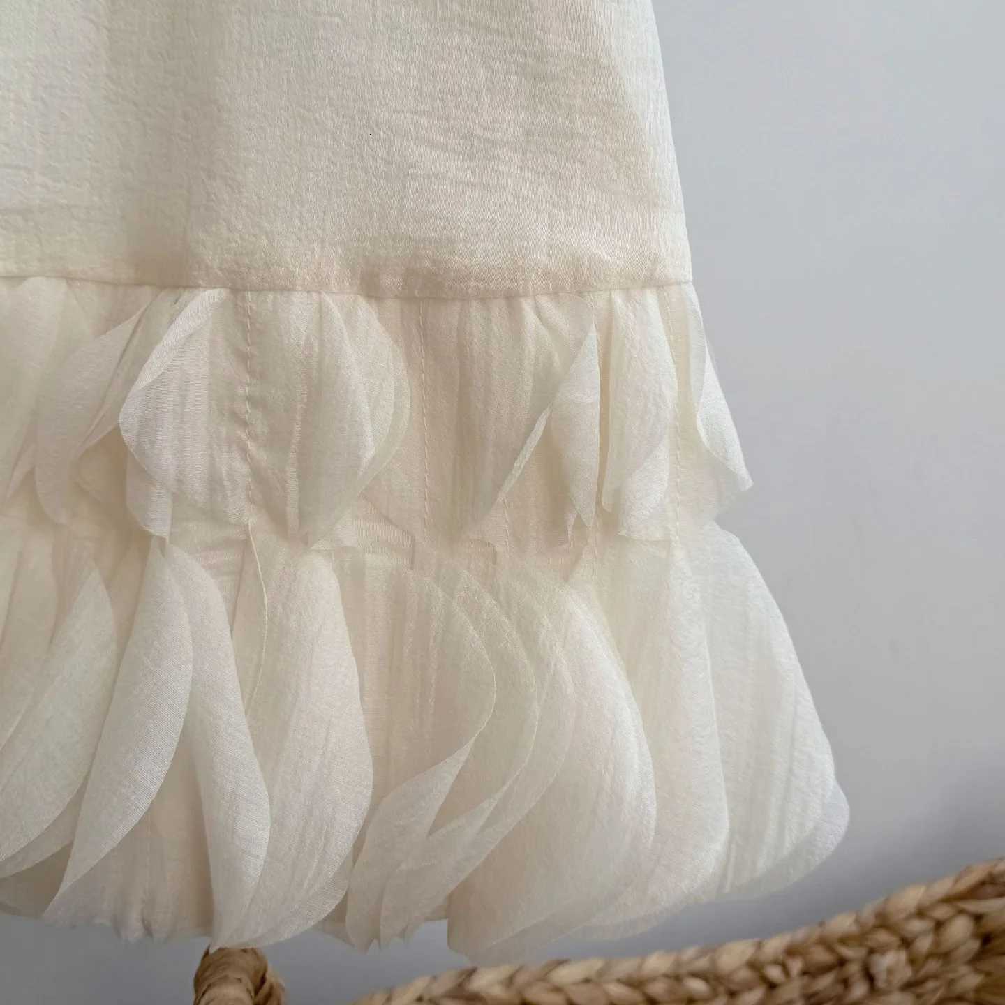 2025 Summer Girls Dress Yarn Skirt Girls Korean Western Style Tank Top Skirt Fashion Flower Bud Princess SkirtT260330