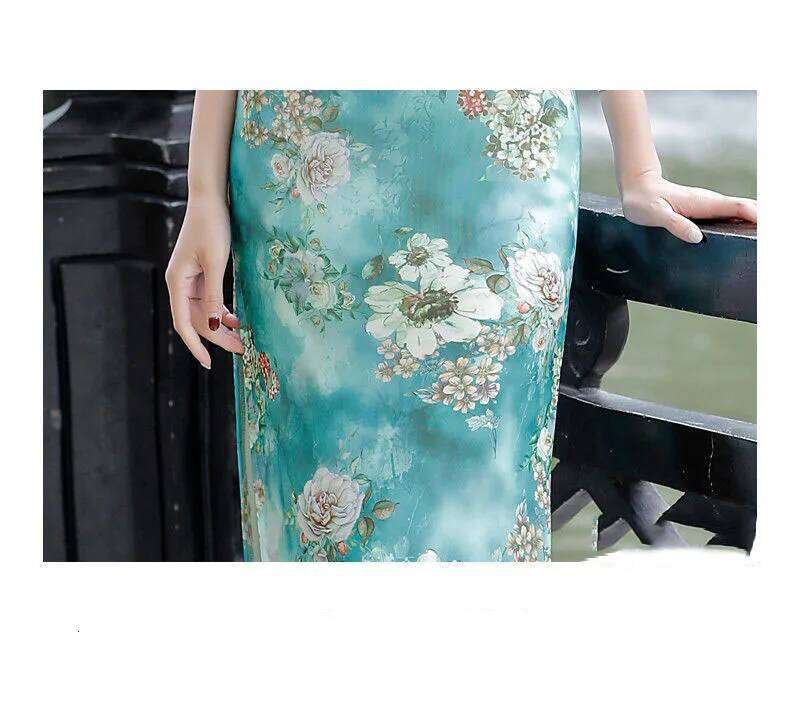 Women New Plus Size Summer Long Cheongsam Lined Vintage Evening Dress Slim Elegant Wedding Show Costumes Qipao M To 5Xl MAKOUFEI