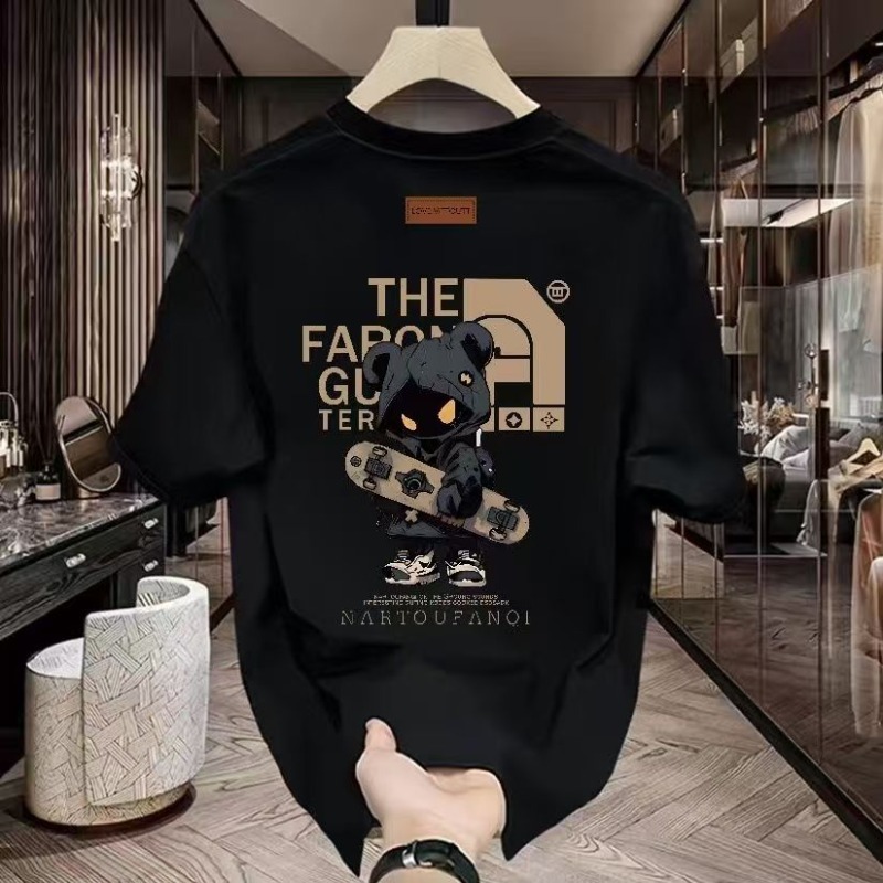 Luxury Brand Designer Clothes Solid Color Men's T-Shirt, New Summer Style, High-End Trendy Printed Tee, American Light Luxury Pure Cotton Fashion