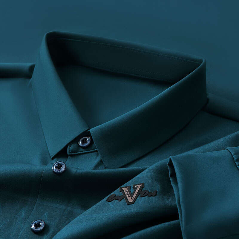 New Autumn Seamless Long-Sleeve 2026 Men Nylon-Spandex, Middle-Aged Clothing, Dad's Casual Collared Shirt, Smooth Men's Shirt