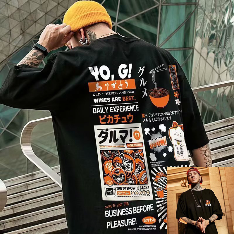 Printed Short-sleeved T-shirt Extra-large Size Men's Fashionable Hip-hop Loose Short Style Designer T-shirt Outdoor Sports Luxurious Fashion