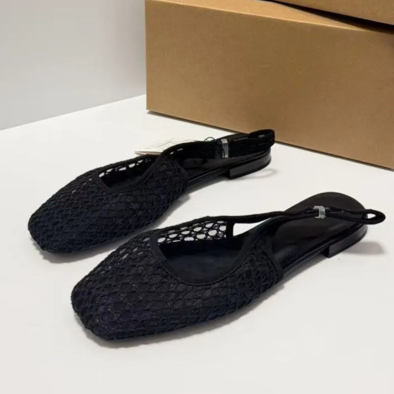 Woven Mesh Hollow Out Women Summer Shoes Square Toe Breathable Slip on Leisure Comfort Vacation Beach Flat Sandals for Ladies 260323