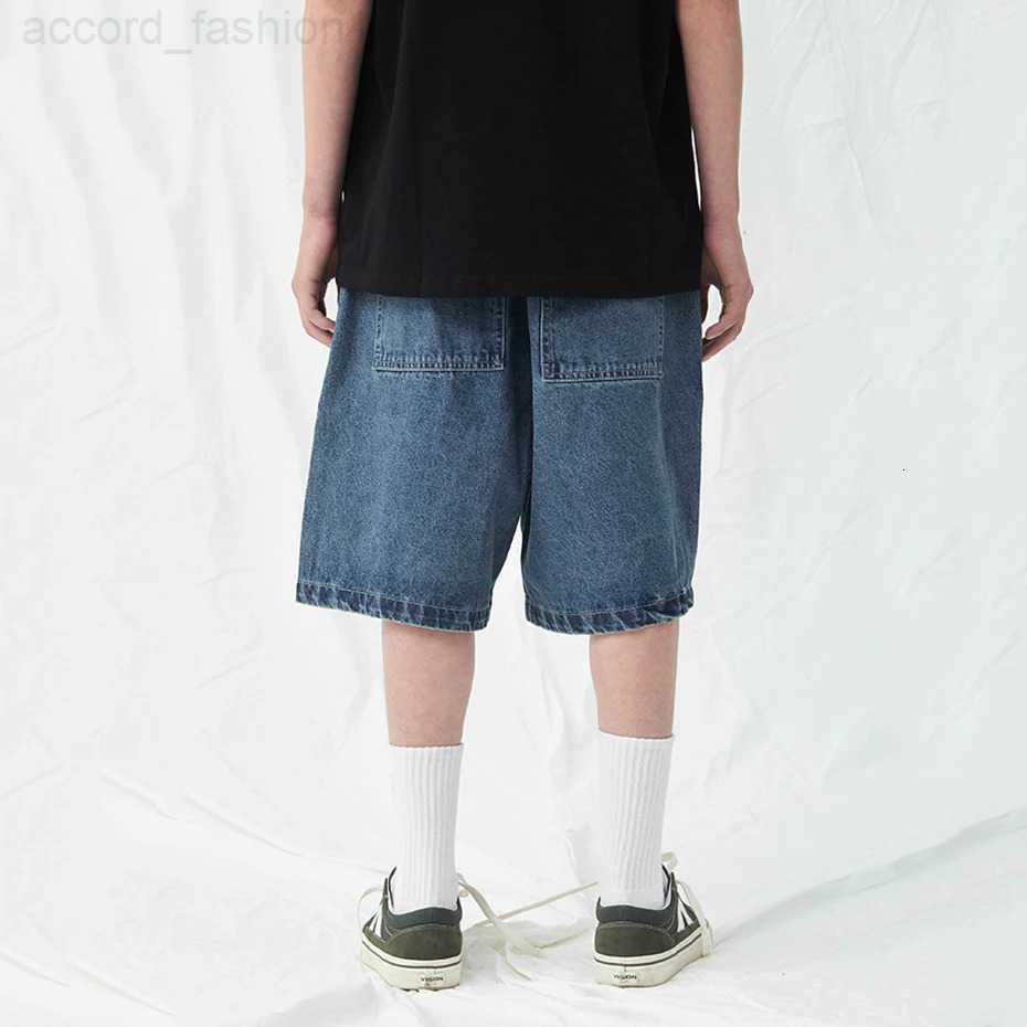Denim Shorts Mens Summer Casual Loose Blue Jeans Shorts Baggy Harajuku Streetwear Hip Hop Short Pants H260330