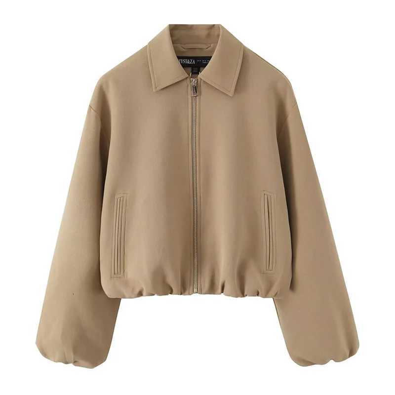 Womens Jacket Fall 2025 New Solid Color Long Sleeve Zipper Puffy Loose Jacket Casual Fashion Simple Versatile PersonlT260328