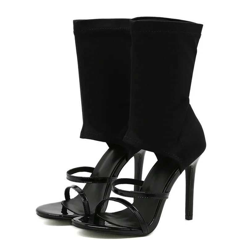 Eilyken Sexy Spring Autumn Stretch Boots High Heels Women Sandals Fashion Peep Toe Ankle Strap Hollow Pumps Pole Dancing Shoes Z260330