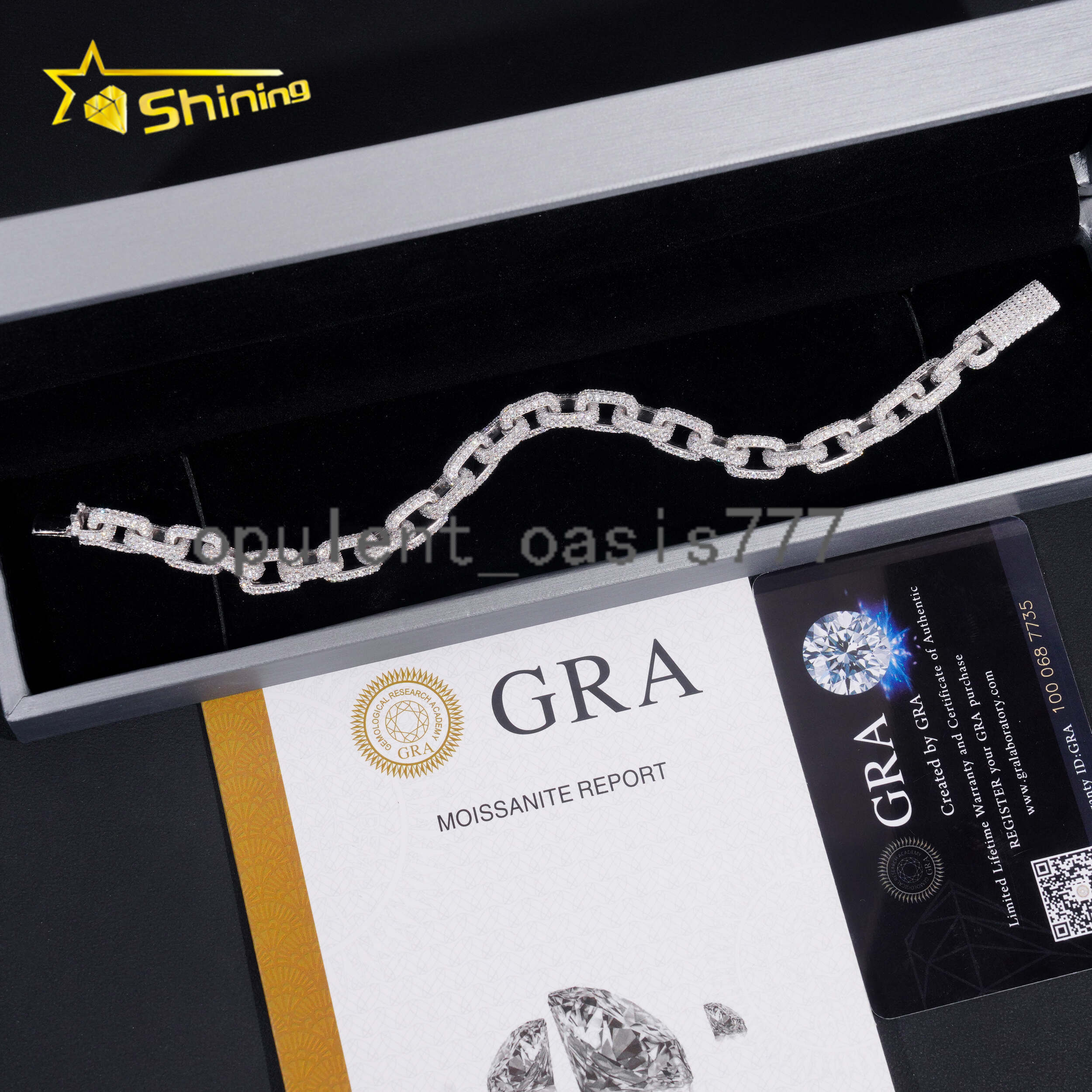 Factory Price Hip Hop Jewelry 925 Sterling Silver Pass Diamond Tester 8MM Fully Iced Out Box Chain Cuban Link Bracelet