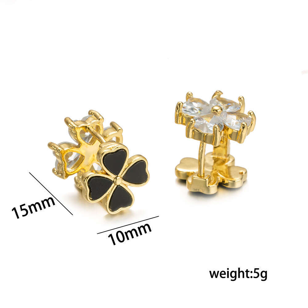 Double-sided Four-leaf Clover Niche High-end Earring Fashionable And Versatile Women's Earrings