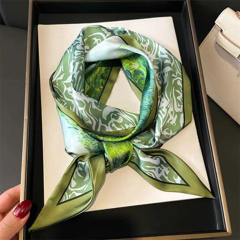 Green Woman Skinny Silk Scarf 147x14cm Long Hair Strip Silk Ribbon Small Neck Scarves Bag Handle Ribbon Kerchief Ladies Tie Z260330