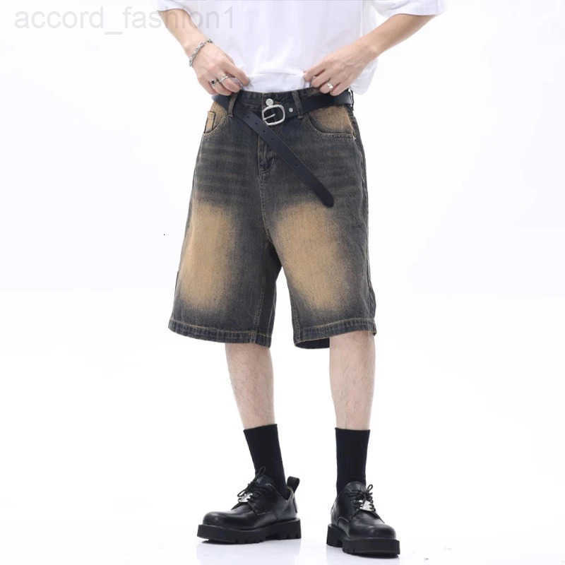 Men Designer Brand Casual Shorts Male Baggy Streetwear Knee Lenght Denim Short Pants Summer Fashion Daily Wide Leg Short Jeans H260330