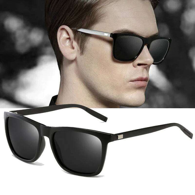 Mens Polarized Square Sunglasses Men NEW Classic UV400 Mirror Aluminum Leg Eyeglass Male Luxury Sun Glasses 26Y0330