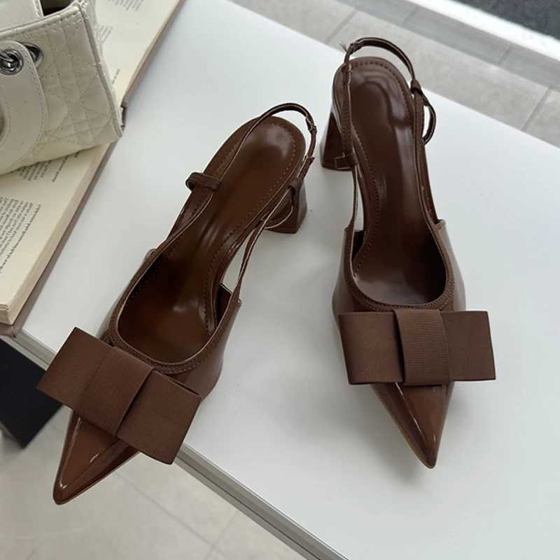 Eilyken Street Style Pointed Toe Butterfly-knot Mule Women Pumps Fashion Square High Heels Banquet Ladies Shoes Z260330