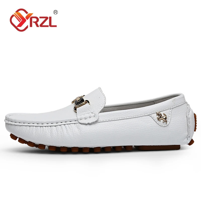 YRZL Shoes Men Handmade PU Leather Loafer Casual Driving Flats Slip-on Shoes Comfy Moccasins White Loafers Shoes for Men 260330
