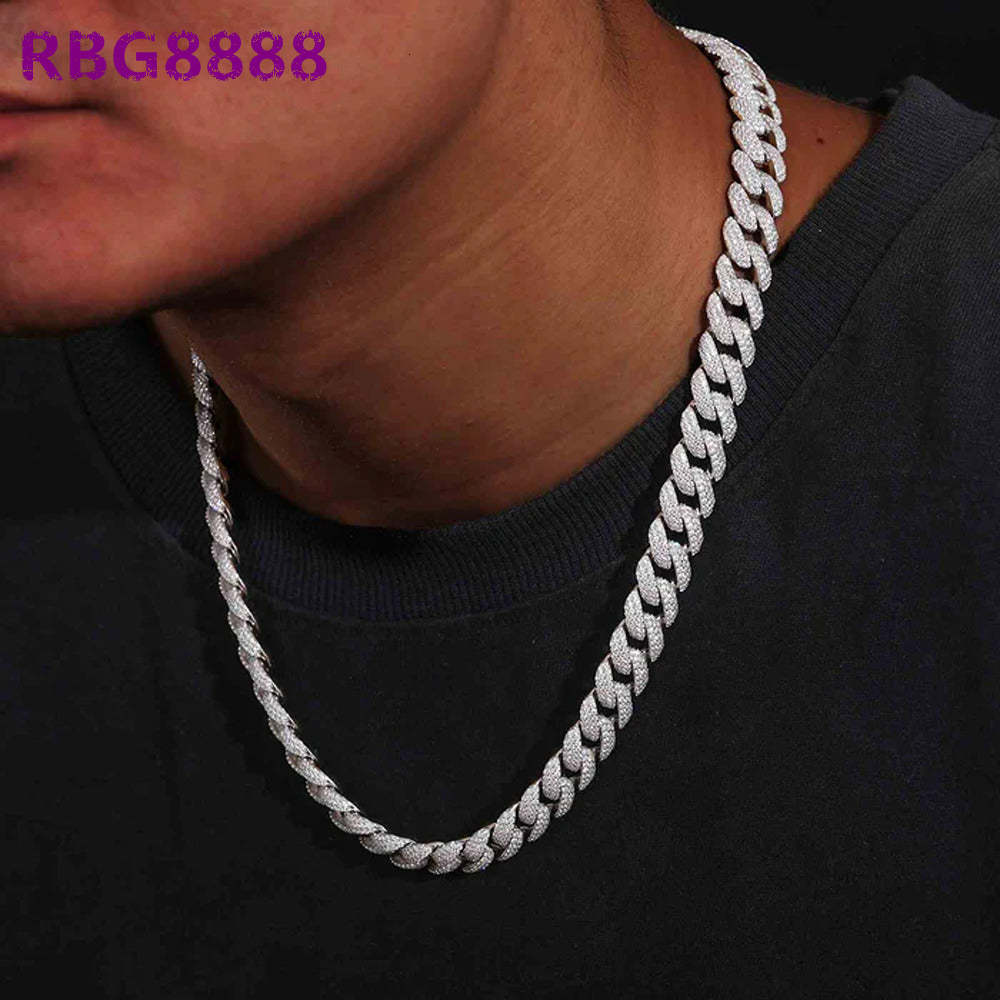 925 Silver Moissanite Luxury Cuban Chain Vintage Style Womens Necklaces for Gift Anniversary Wedding Party Engagement