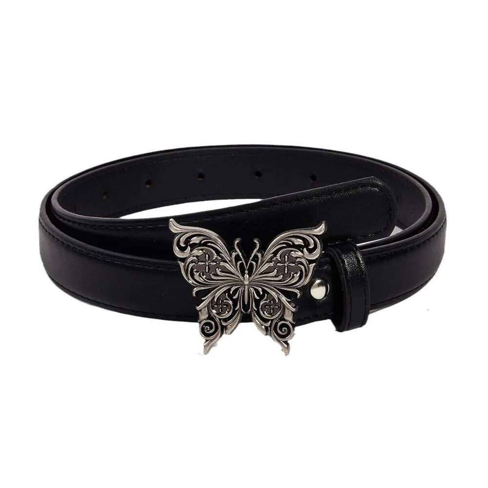Daily Slim Fit Versatile Women's With Metal Butterfly Buckle Simple And Retro Decoration Fashion Brand Belt Chunjinqiuli