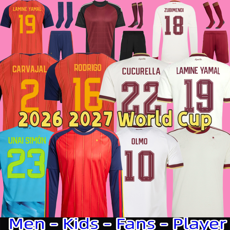 2026 Spain soccer jerseys PEDRI 2026 2027 Espana MORATA CARVAL fans Player football shirt men woman kids kits OLMO FERRAN RODRIGO LaMiNe YAMAL RAUL