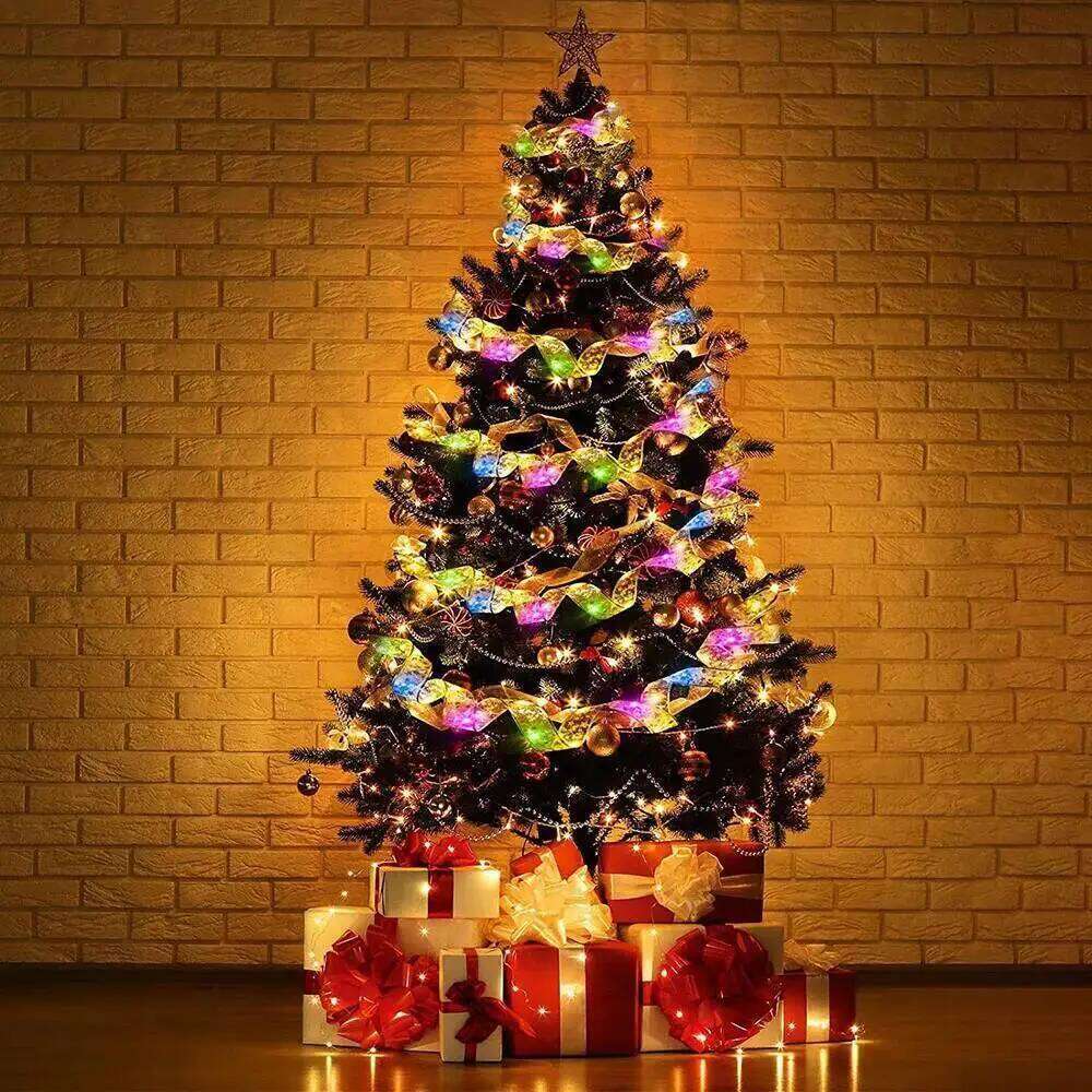 Tree Decoration LED Ribbon Fairy Lights Merry Christmas Decorations Home DIY Bows Light String Navidad New Year Decor