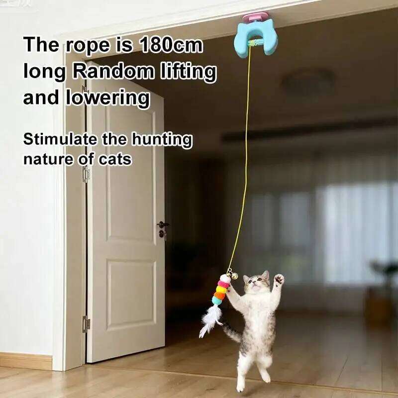 New Type Of Electric Cat with 2 Ropes Smart Hanging Door Auto Swing Feather Toy A Self-entertainment And Cat-teasing Wonder