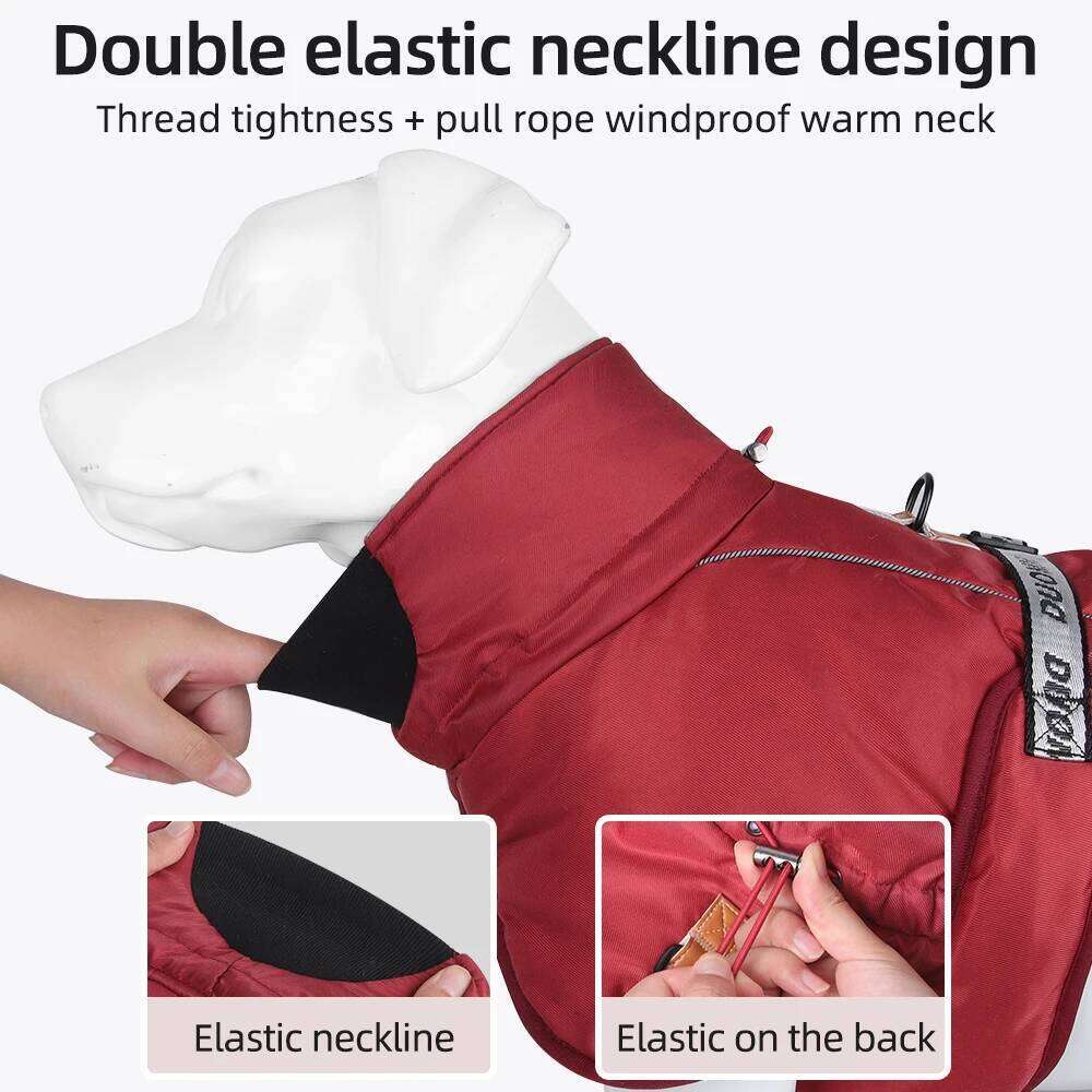 Windproof Big Dog Jacket Coat For Small Large Dogs Clothes with Harness Warm Fleece Reflective Puppy Costume Bulldog Pug Outfits