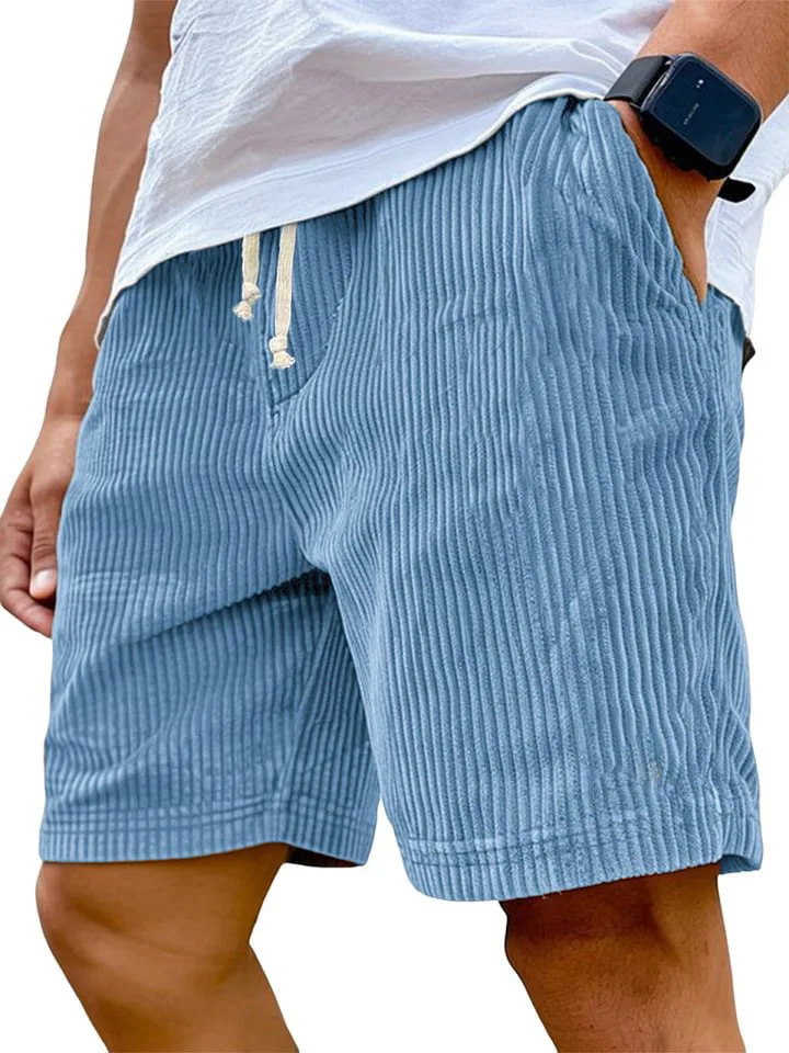 Mens Corduroy Shorts 2026 Mens Retro Casual Vintage Lace Up Knee Length Summer Short Pants for Men High Waist Fashion 260327