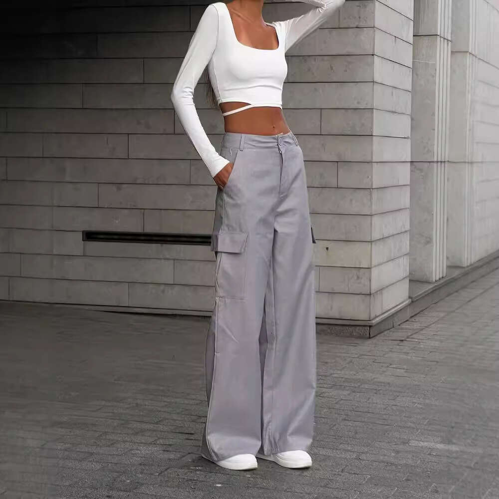 2026 Autumn/Winter New European and American Cross-Border Commuting High-Waisted Cargo Casual Versatile Long Pants for Women