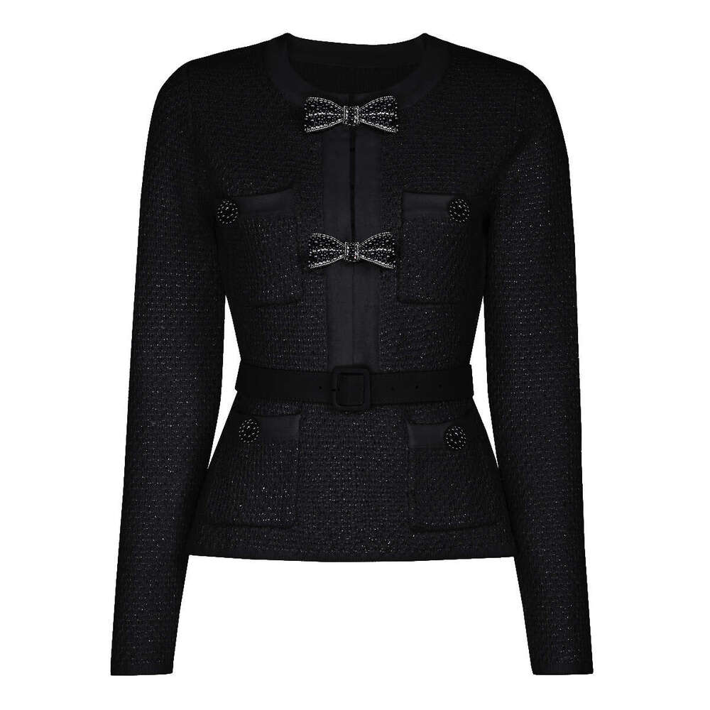 Spring and Autumn New Designer Beaded Belt Slimming Top f23 Knitted Shirt, Women's Skirt 2026