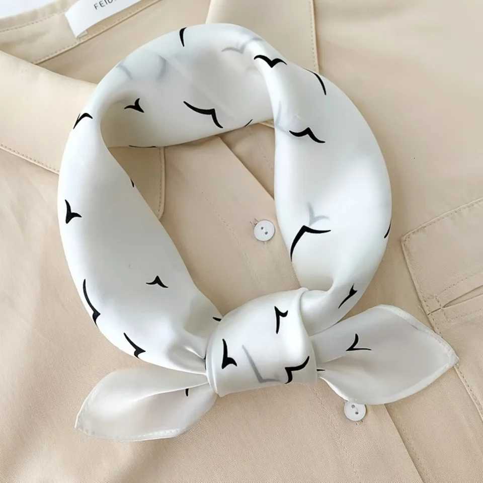 Elegant Seagl Print Satin ScarfSoft Imitation Silk for WenVersatile for NeckHairBag DecorFashion AccessoryLadies Scarf X260328
