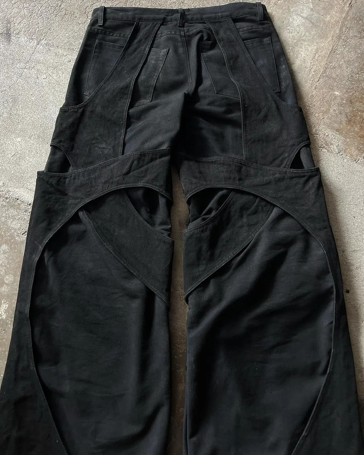 Y2k Casual Floor Mopping Pants Hollow Cotton Loose Jeans for Mens Solid Color Retro Work Jeans Clothes Men and Women 260326