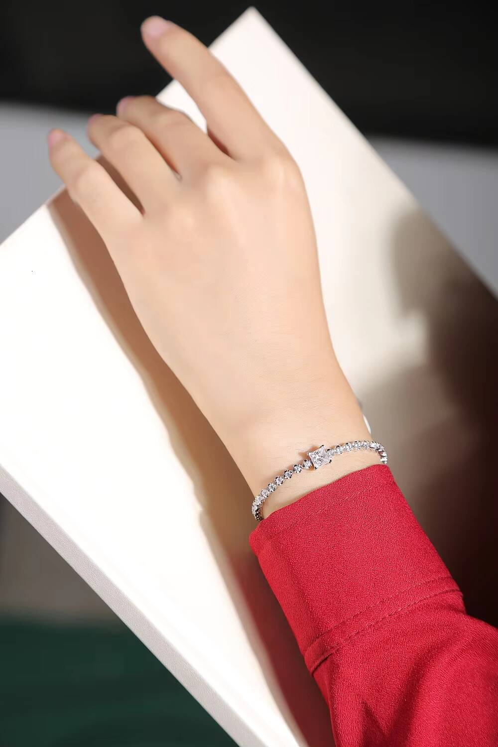 Wholesale Trendy Luxury Jewelry Moissanite Diamond Chain Tennis Bracelet 925 Sterling Silver Fine Jewelry Bracelets