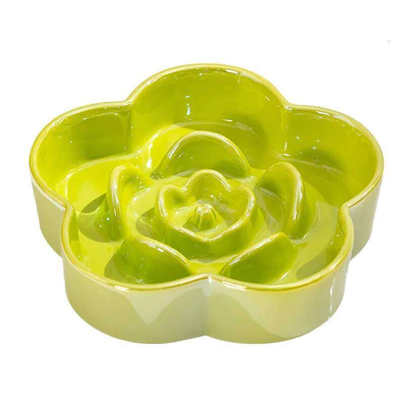 Ceramic Slow Anti-choking Medium and Large Dog Food Basin Cat Bowl with Wooden Frame Pet Feeding Supplies With 26W0330