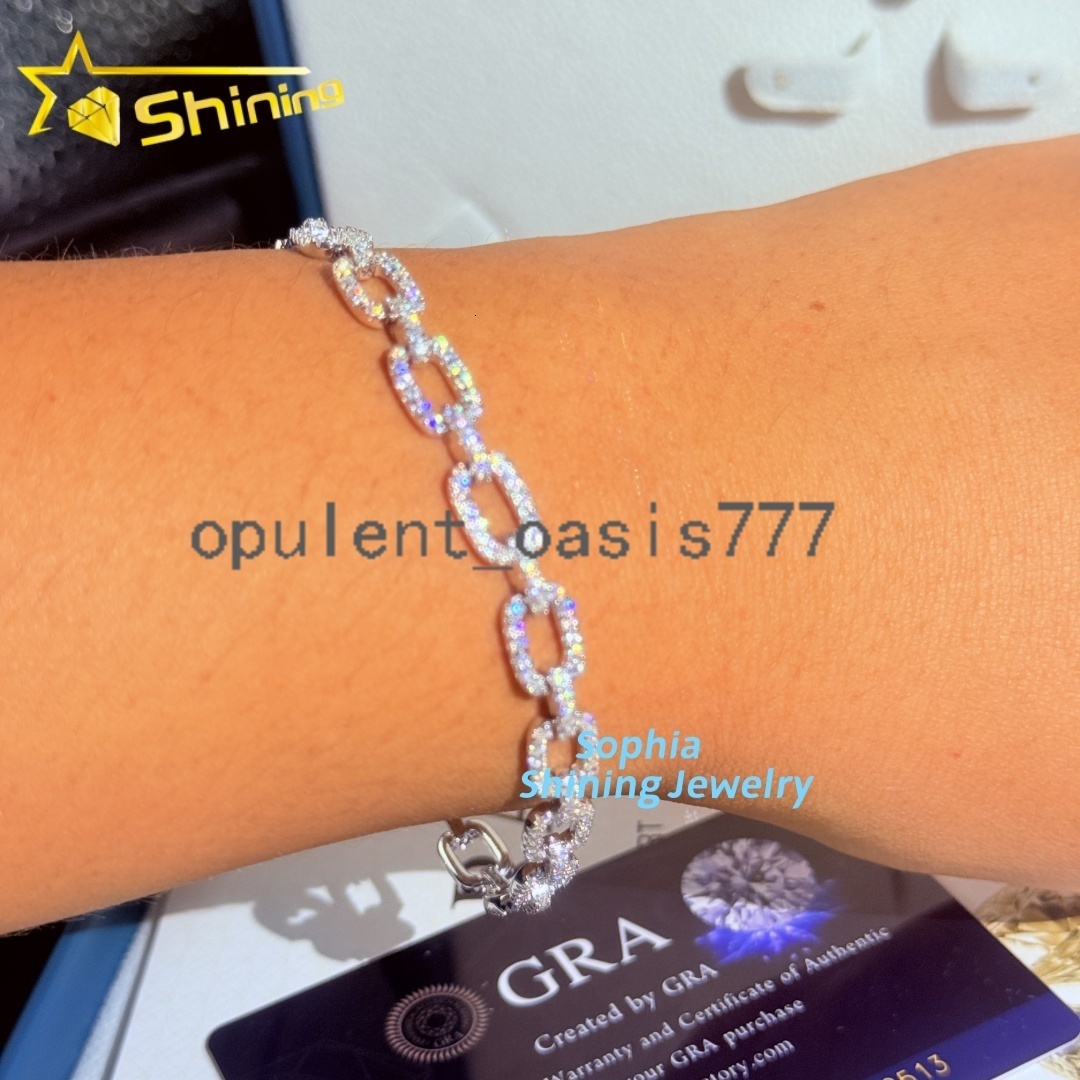 New Arrivals S925 Solid Silver Hip Hop Jewelry VVS1 Moissanite Iced Out GRA Certificate Infinity France Bracelet Men Women