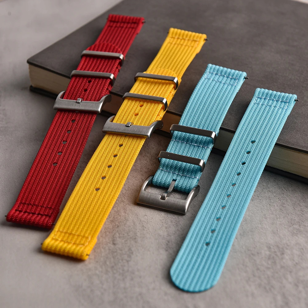 182022mm Ribbed Nylon Watch Band Fabric Qucik Release Strap for Men Women Universal Replace Accessories Military Wristbelt 260318