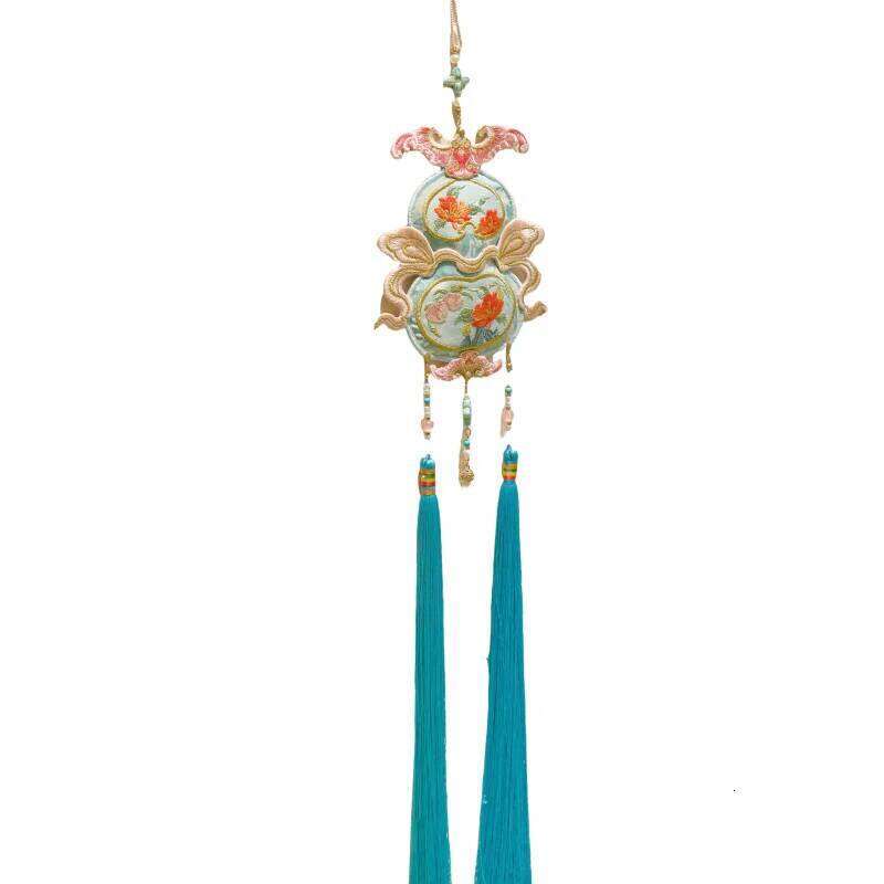 Chinese Embroidery Lucky Fulu Palace Lantern Original Double-Sided Embroidery Restoration Gourd Sachet Hanfu Ban Step Antique Pendant Bag Charms