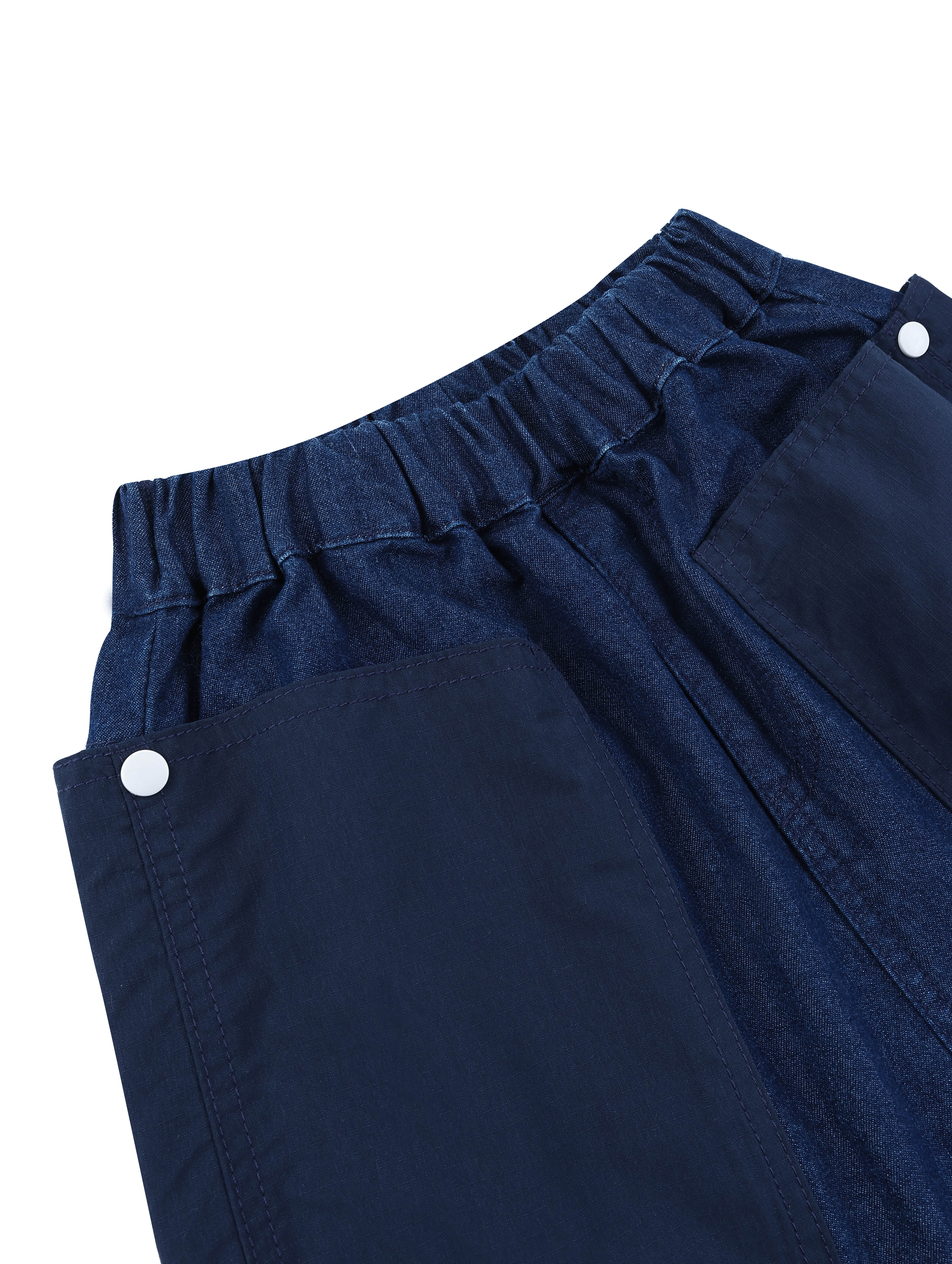 Shorts Kids Mountain Style Pocket Patchwork Denim Shorts Casual Outdoor Utility Shorts 26DX4175