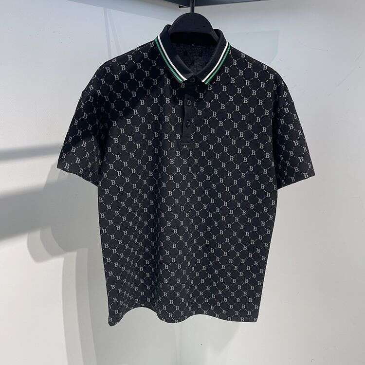 Men's Polo Shirt, Summer Fashion, Light Luxury, High-End, Stylish, Floral Print, Turn-Down Collar, Short-Sleeved T-Shirt,