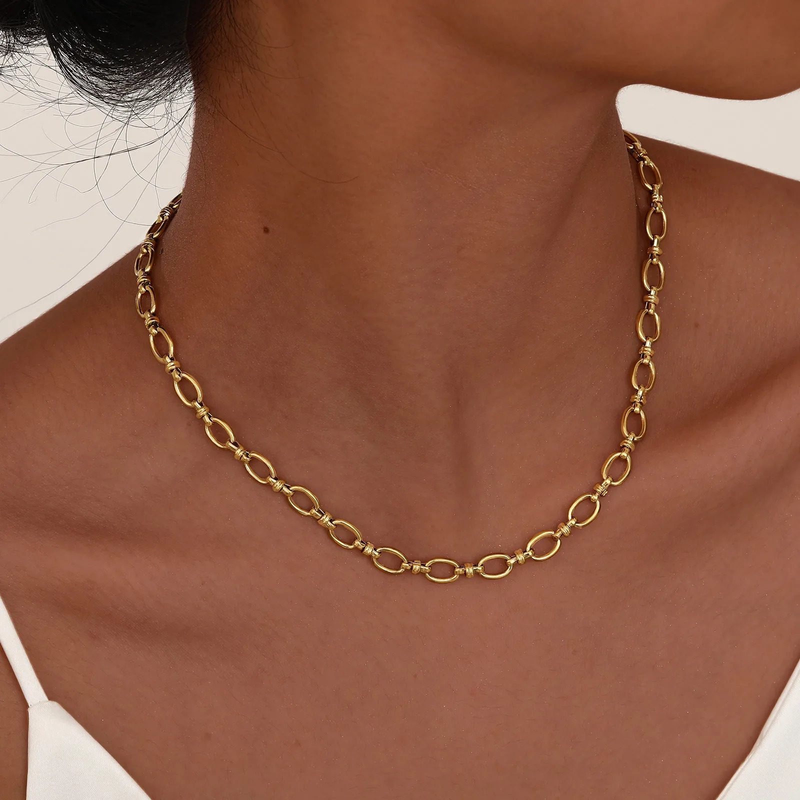 Stainless Steel Jewelry Chain Necklace For Women Retro Street Trend Wedding Birthday Party Mom Girlfriend Valentines Day Gift 260327