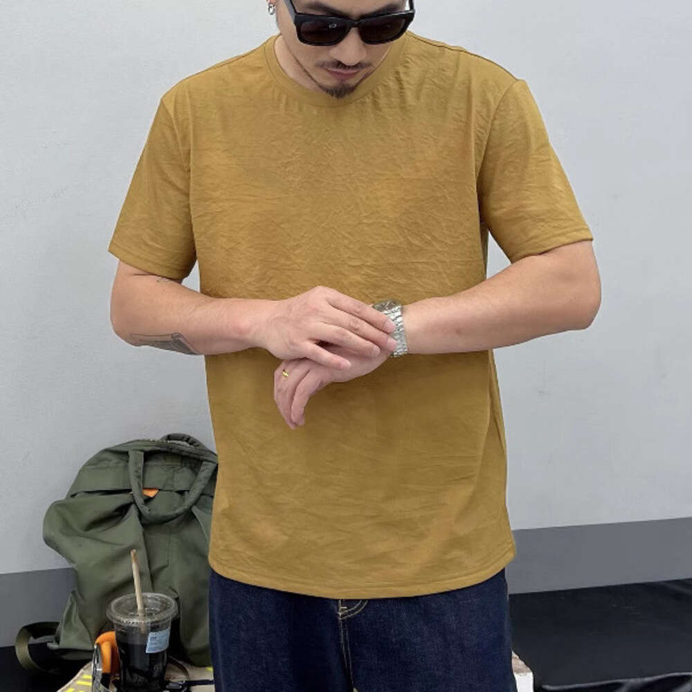 Summer High-End Men's Thin Short T-Shirt Solid Color Slim Fit Round Neck Versatile Casual Half Sleeve