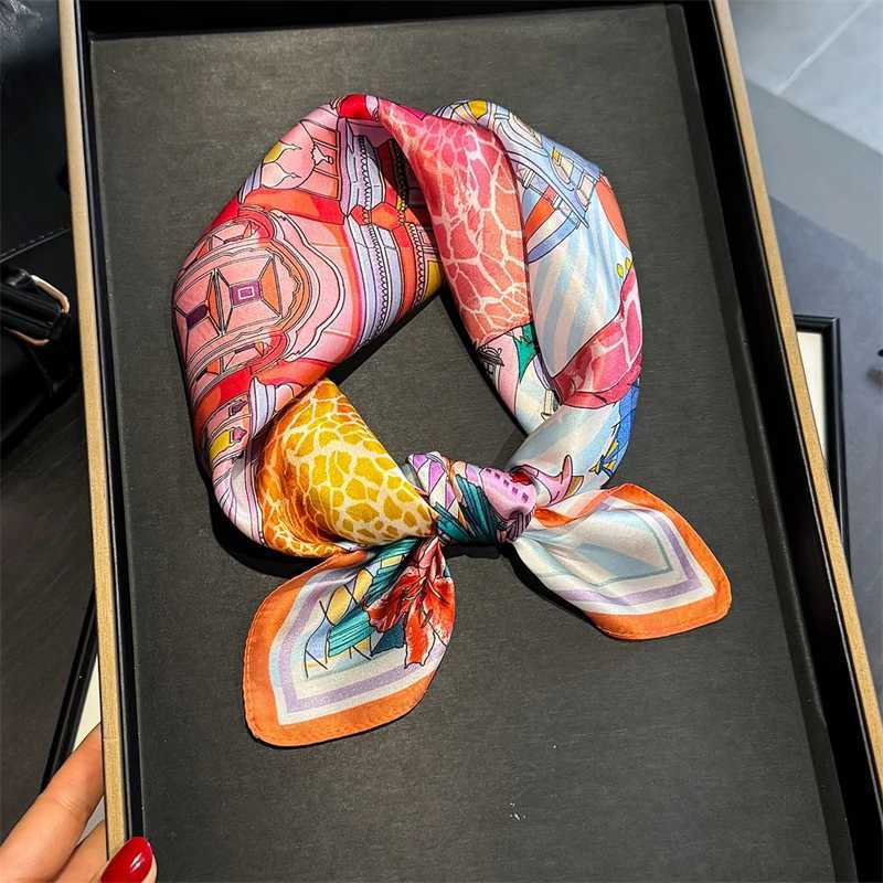 New 100 Real Silk Satin Women Scarf 2025 Flower Printed Foulard Femme Square Head Scarfs Bandana Shawl For Lady Hijab Z260330