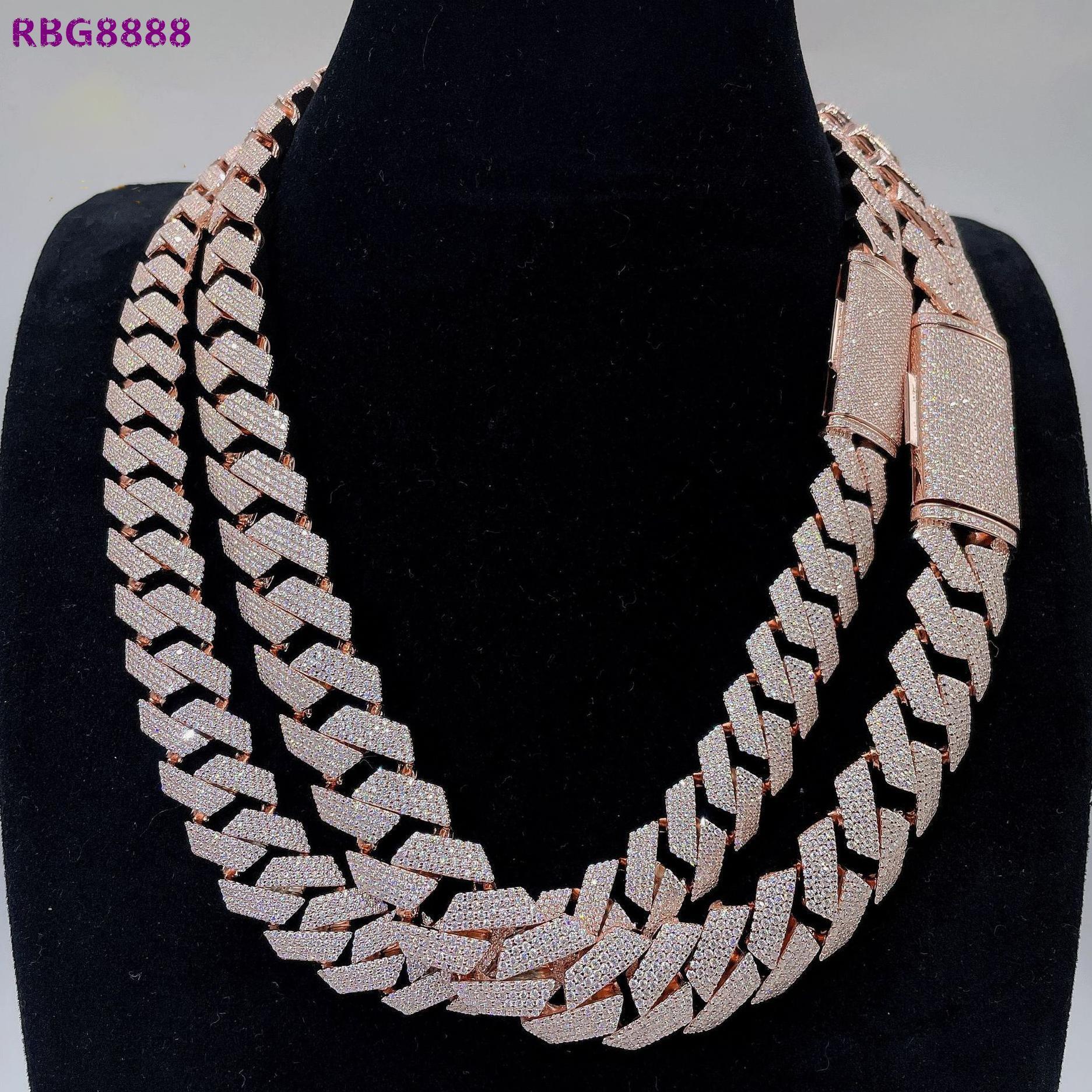 Hip Hop Style 925 Sterling Silver 18mm VVS Moissanite Diamond Cuban Link Chains Necklace for Men and Women Elegant Jewelry