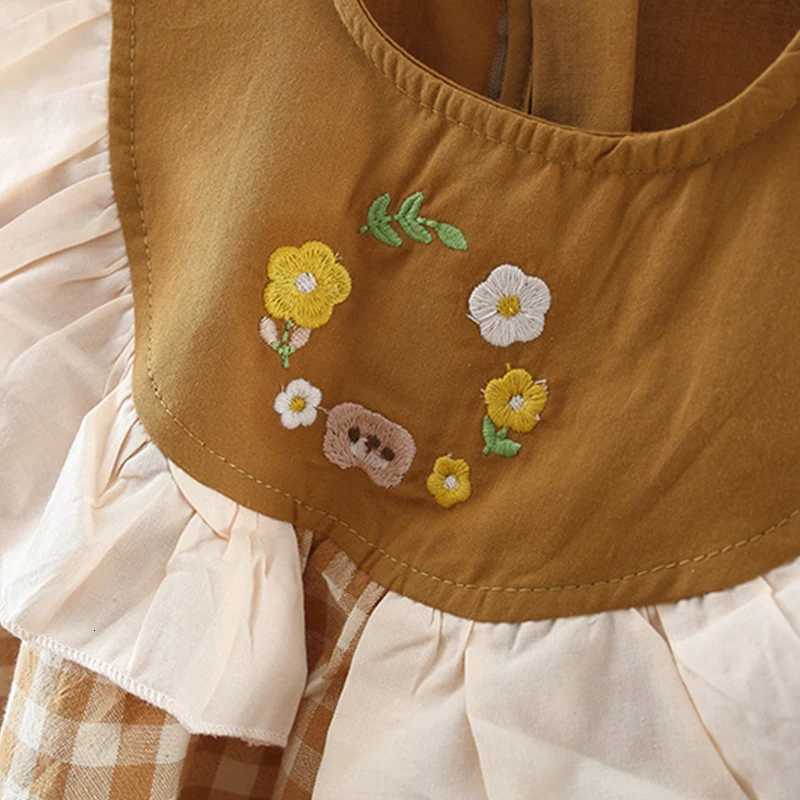 9 Months -3 Years Old Summer New Brown Checkered Baby Girl Dress Simple Korean Style ChildrenS ClothingT260330