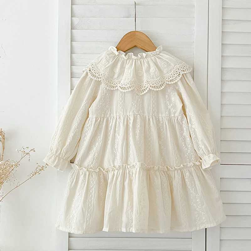 New Baby Girls Dress Girls Sweet Girl Dress Ruffle Trim Party Princess Dress Lace Collar Going Out Casual Dresses Little ClothesT260330
