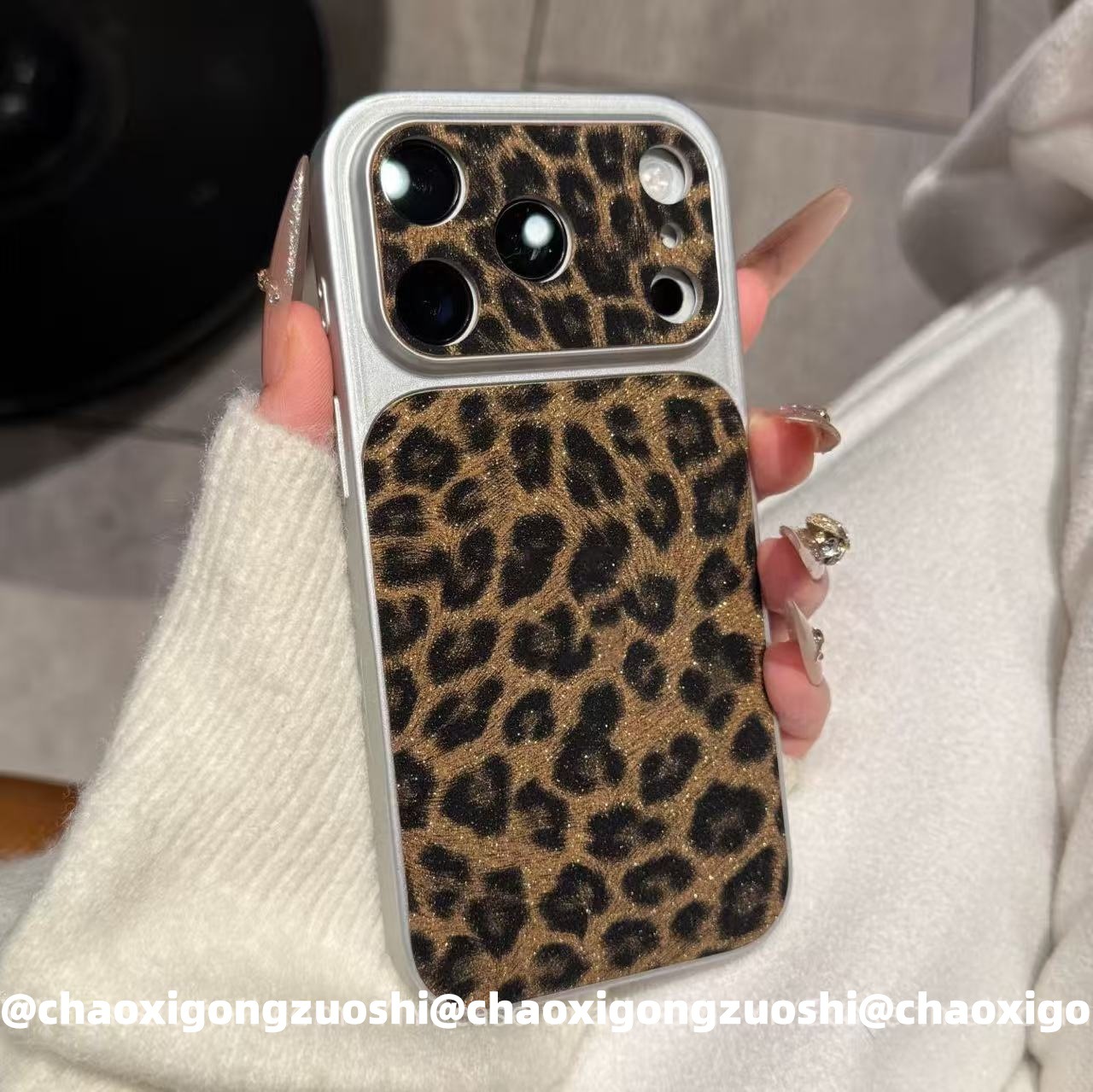 ins autumn and winter high value retro leopard print glitter for iPhone iPhone case female