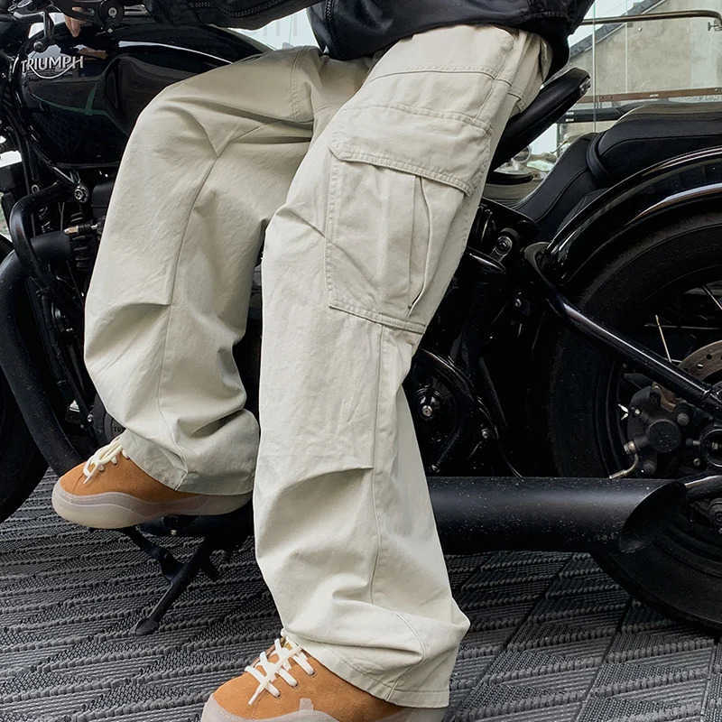 Y2K Big Pocket Mens Cargo Pants Japanese 2025 New Harajuku Loose Straight Wide Leg Trousers Baggy Pants Man Hip Hop Sweatpants H260330