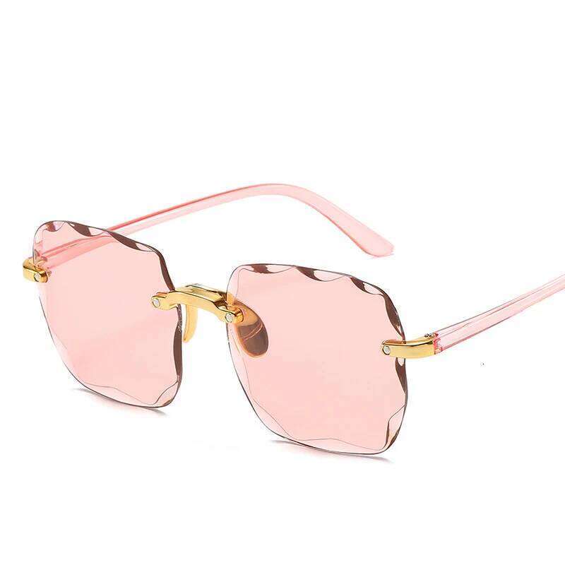 Square Rimless Sunglasses Women Luxury Brand Designer Summer Red Glasses Fashion Sun glasses For Men UV400 Shades Oculos 26Y0330