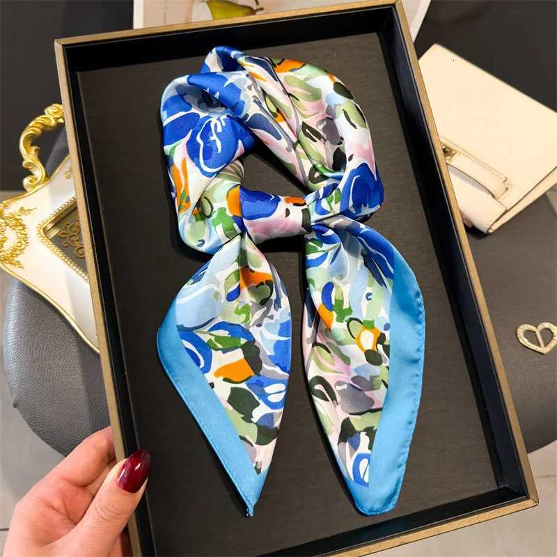 7070cm Design Print Scarf Women Silk Scarves Bandana Hijab Neckerchief Shawl Kerchief Hair Band Foulard Luxury Z260330
