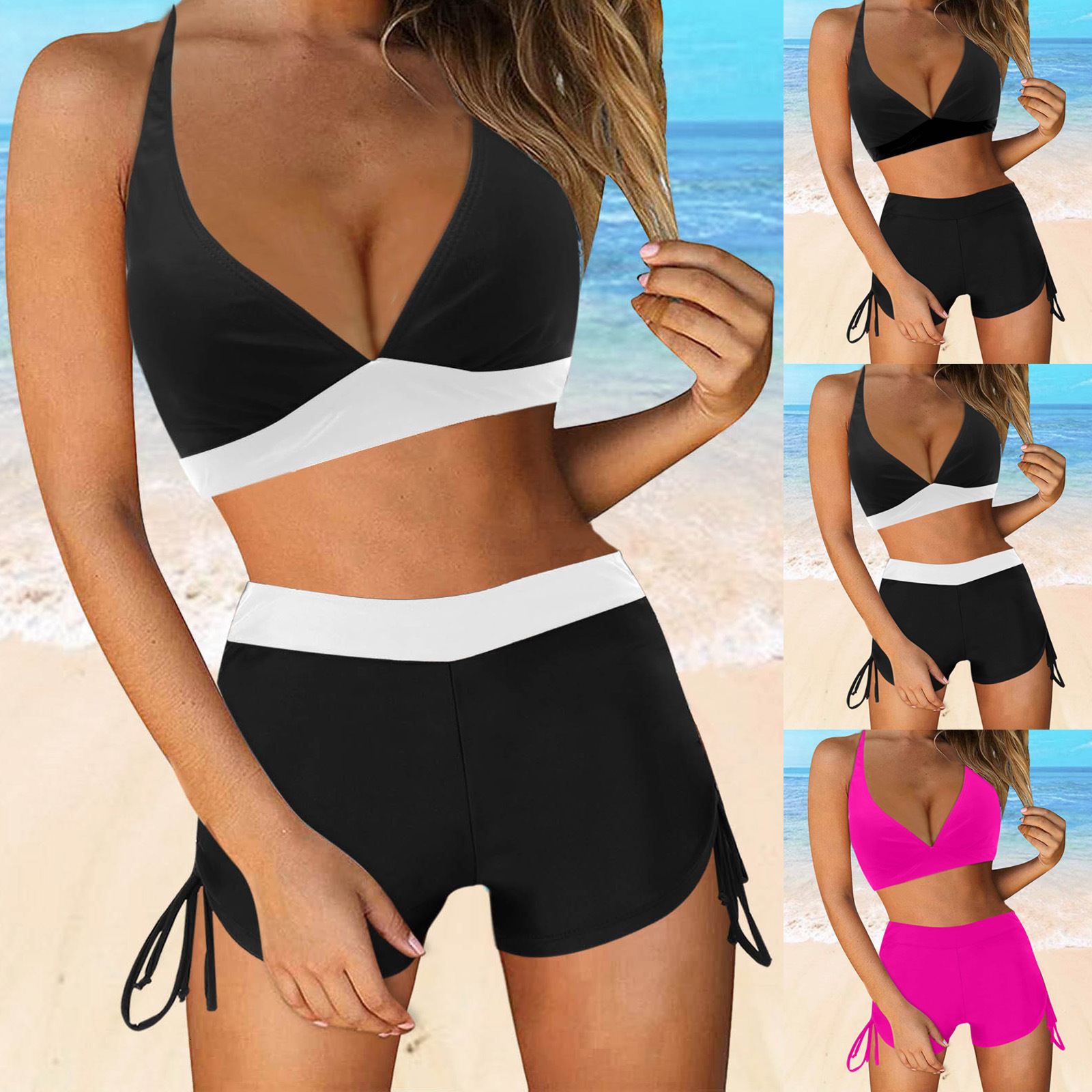 Free Shipping High Value 2026 New European and American Style Two-Piece Swimsuit Sexy Printed Bikini Set Women's Swimwear Amazon Cross-Border Who